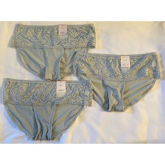 Auden Set of 3 Mint Green Lace Trim Hipster Panties Size XS 0-2 NEW - Picture 1 of 3
